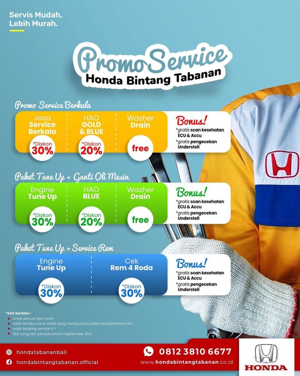 Promo Service Honda Dengan Ekstra Diskon Honda Bintang Tabanan