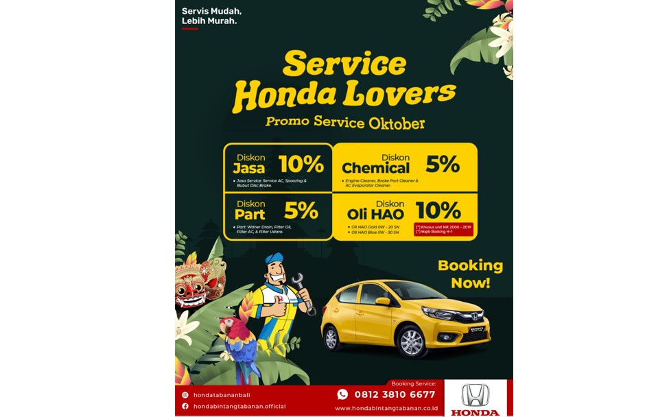 Promo Service Oktober : Service Honda Lovers