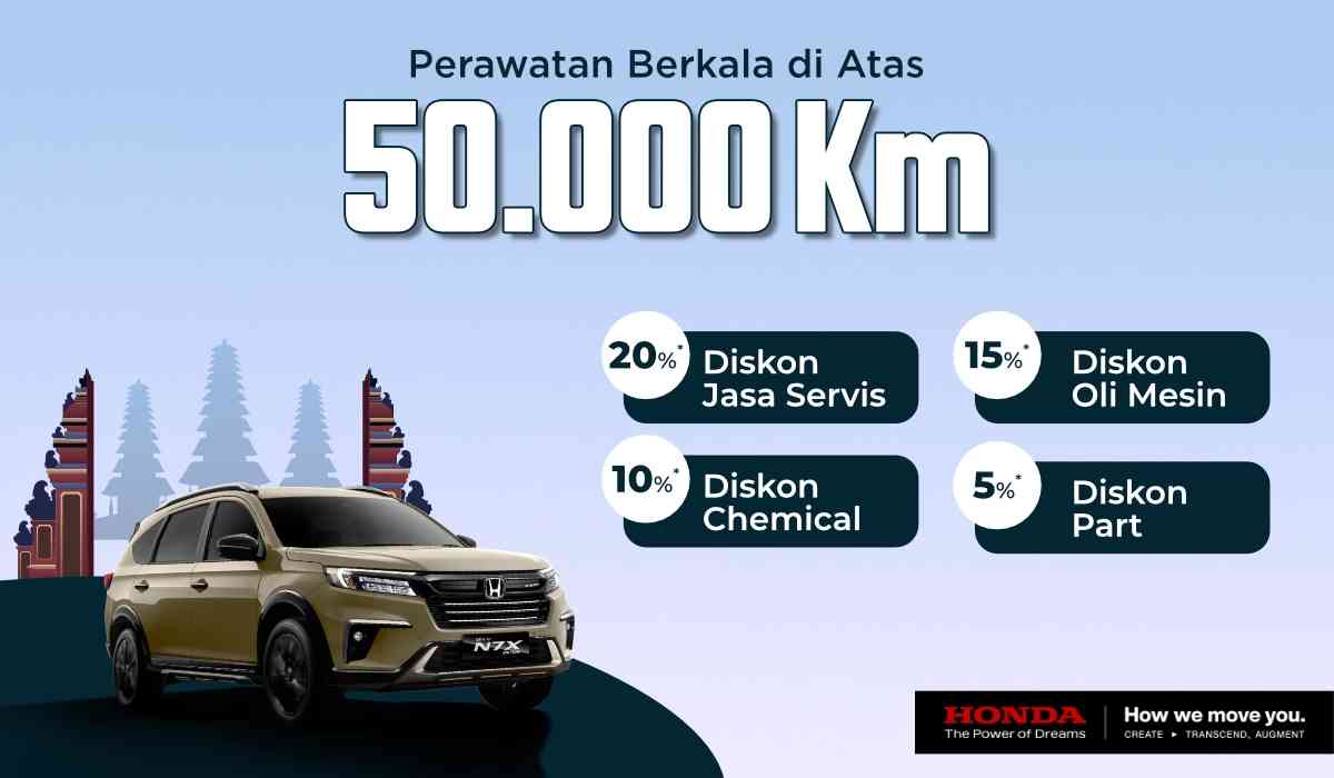 Promo Perawatan Berkala diatas 50.000KM, Diskon Spesial hingga 20%!