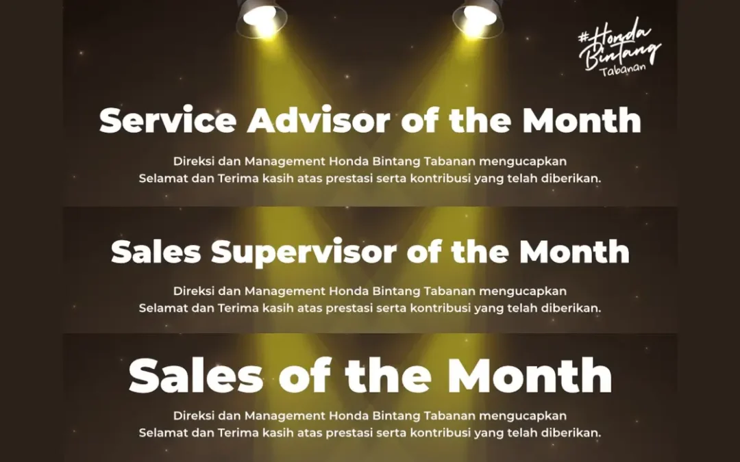 Sales dan Service Advisor of the Month Honda Bintang Tabanan November 2024