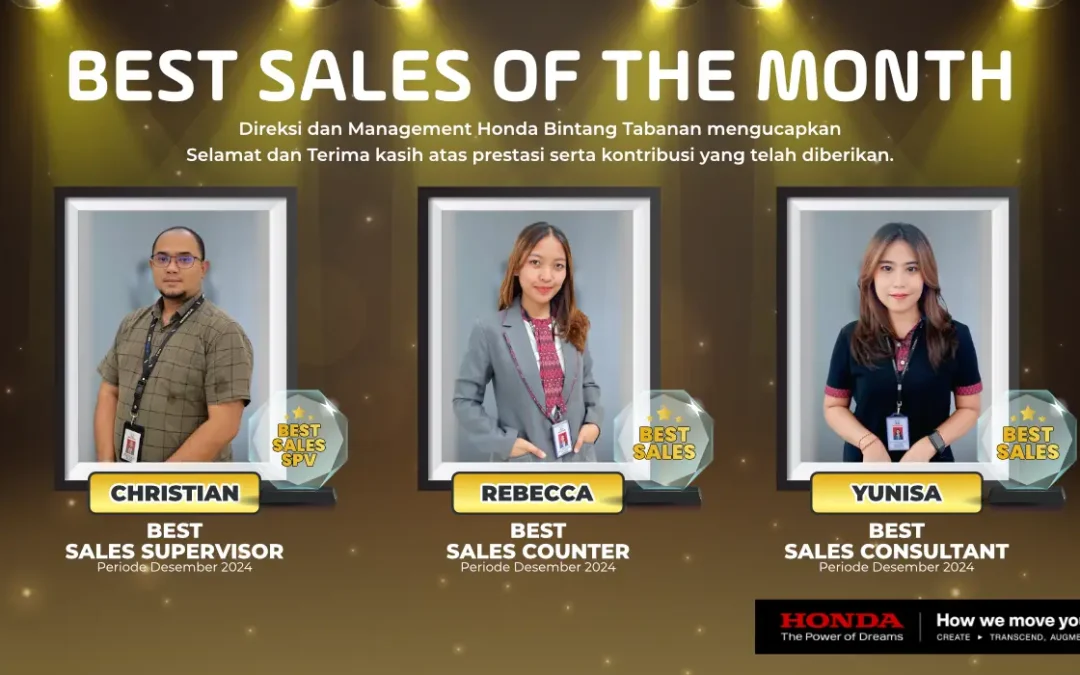 Honda Bintang Tabanan: Sales of The Month Periode Desember 2024, Selamat!