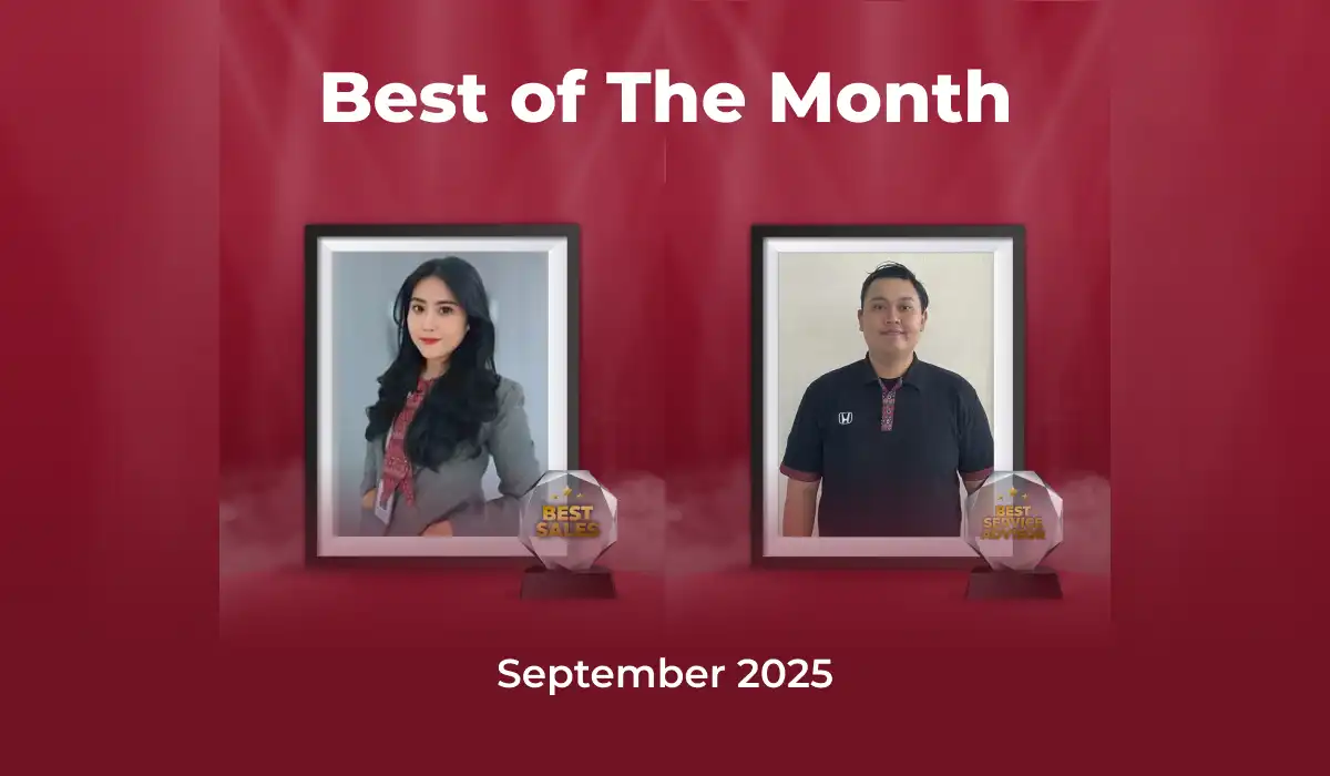Selamat kepada Yunisa dan Gede Agus, Peraih Penghargaan Best Sales dan Best Service Advisor Honda Bintang Tabanan Periode September 2025!