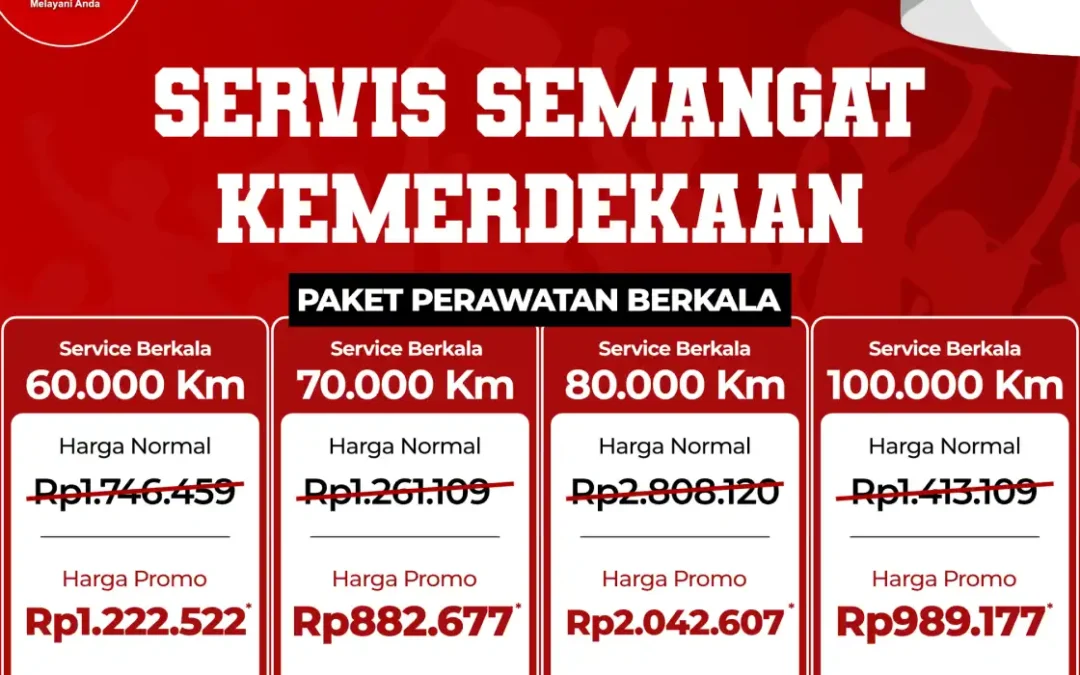 Paket Perawatan Mobil Berkilo-kilometer Mulai Rp 800 Ribuan! Servis Semangat Kemerdekaan Promo Agustus 2026