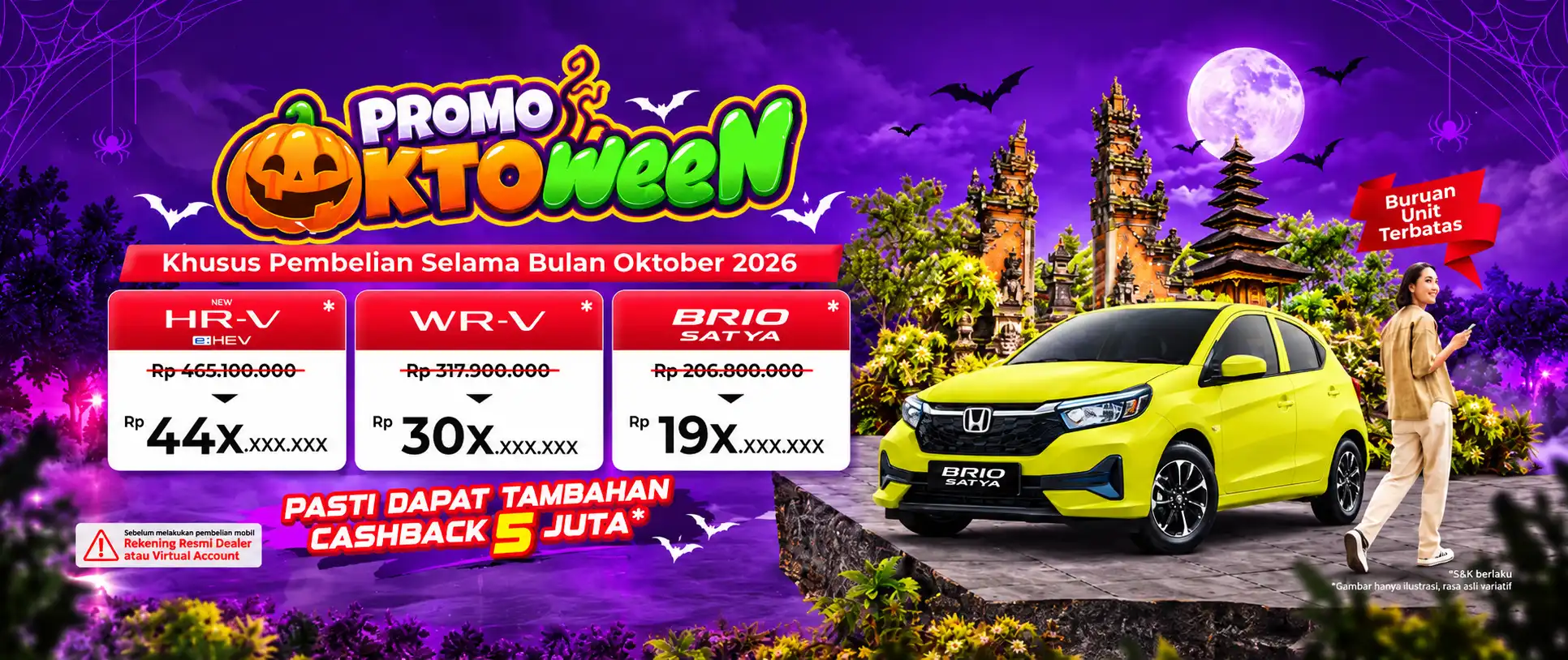 Promo OKTOWEEN Honda Bintang Tabanan Oktober 2026: Panen Keberuntungan STECU, Potongan Puluhan Juta Plus Cashback 5 Juta Pasti Dapat!